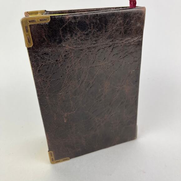 Leather Bound Hand Made Journal with Inset Woven Applique & Brass Corners - Picture 5 of 7